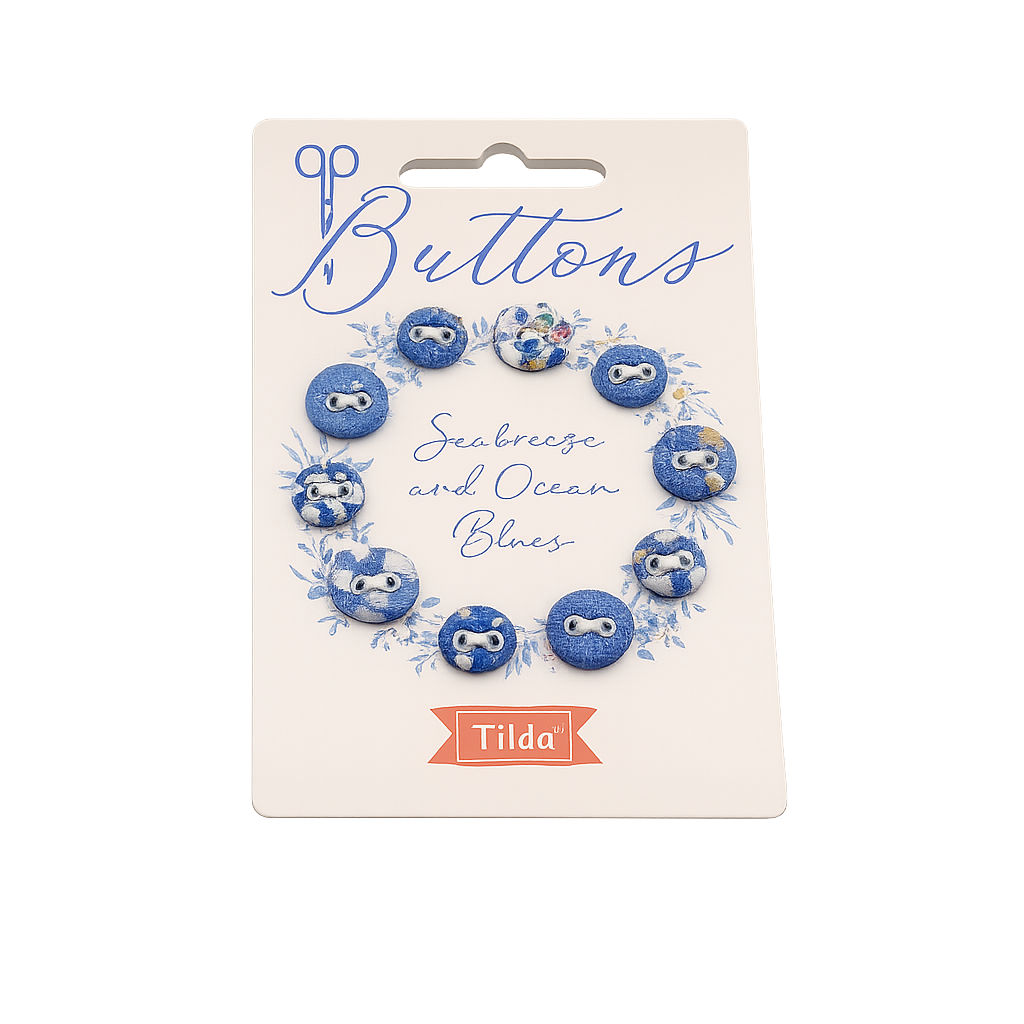 Tilda Creating Memories Fabric Covered Buttons 5 pcs (10 mm) & 5 pcs (12mm) - Summer