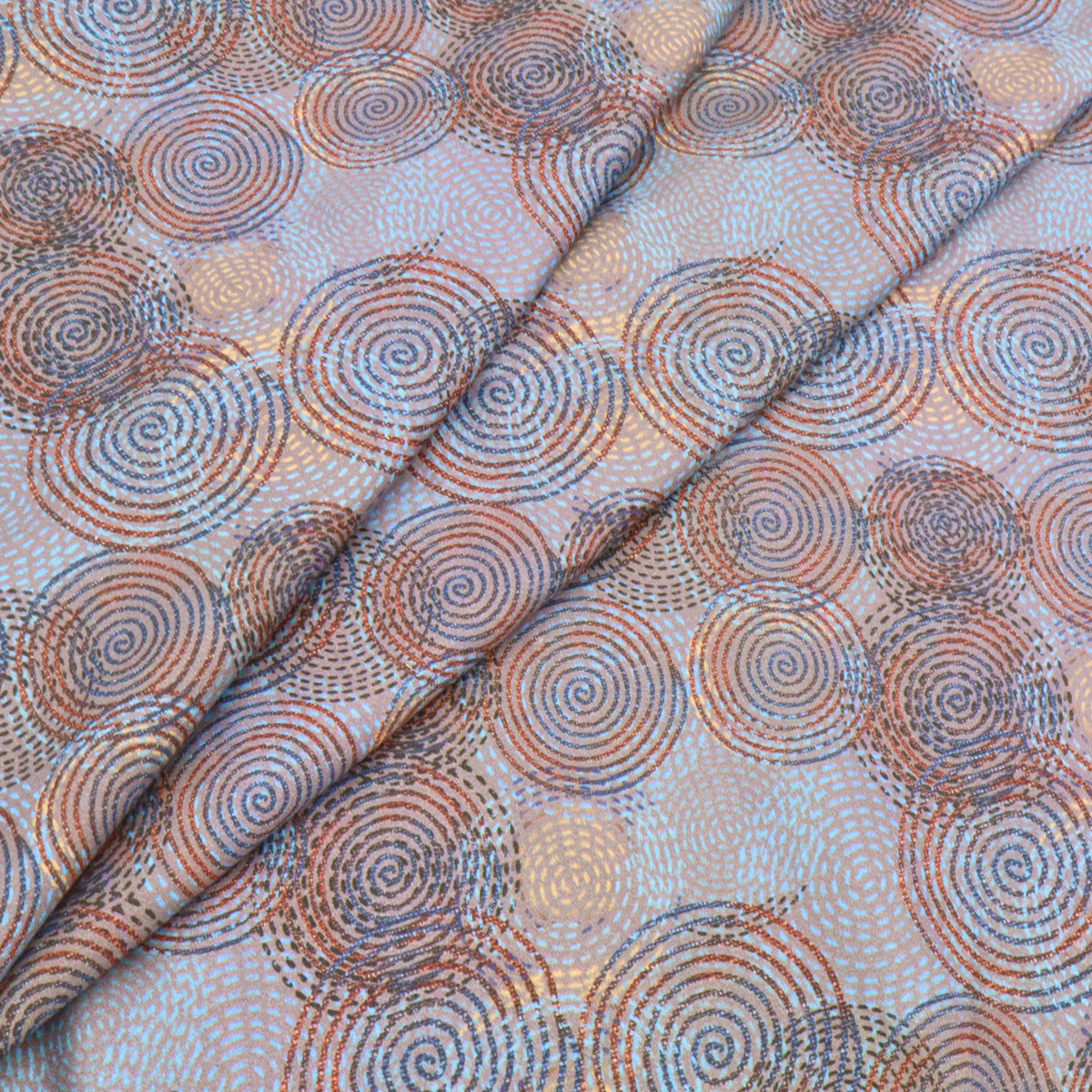 Fleur Luxury Pure Cotton Satin Sateen Dressmaking Fabric - Blue Mesmerizing Circles