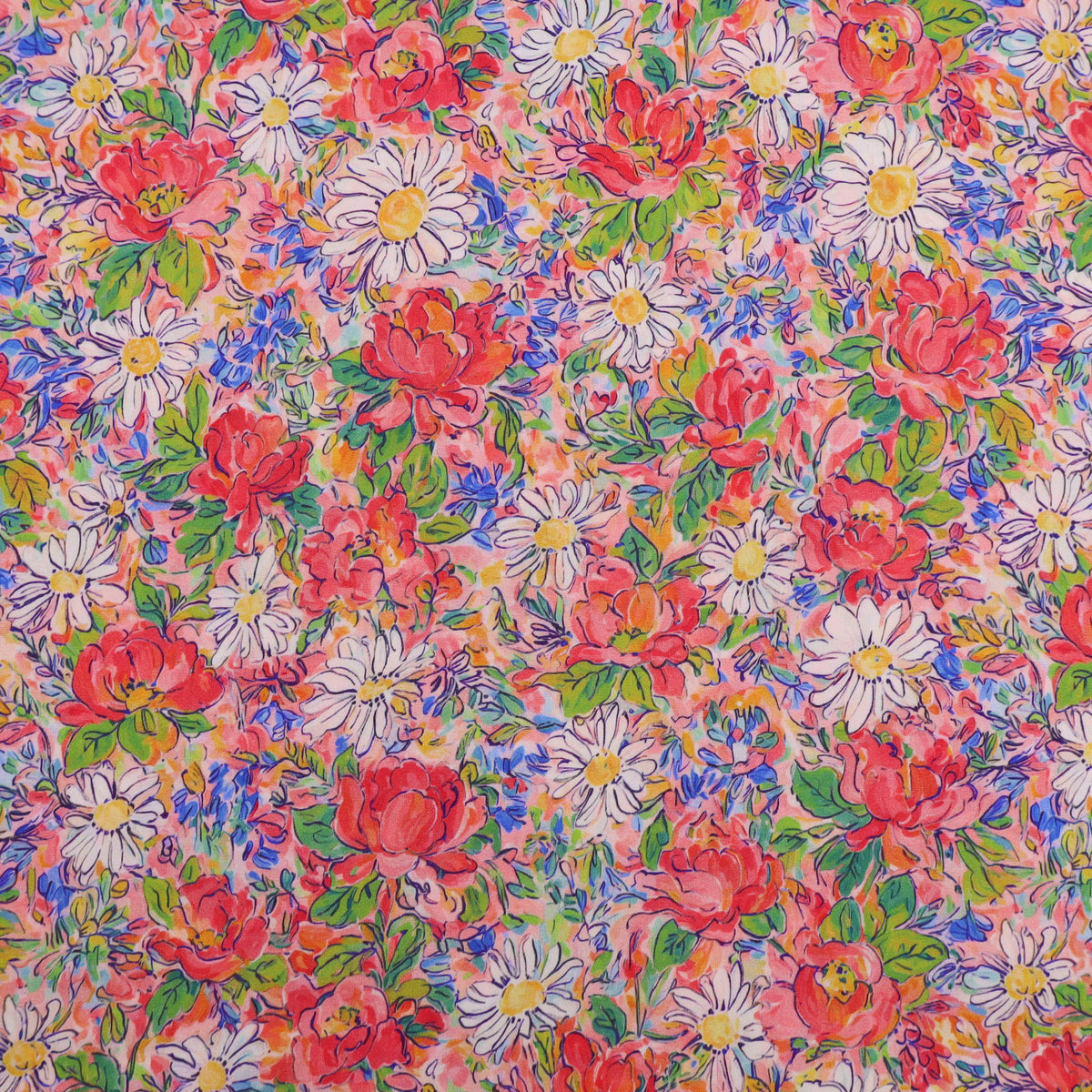 Floral Garden LENZING ECOVERO Viscose Dressmaking Fabric - Daisies