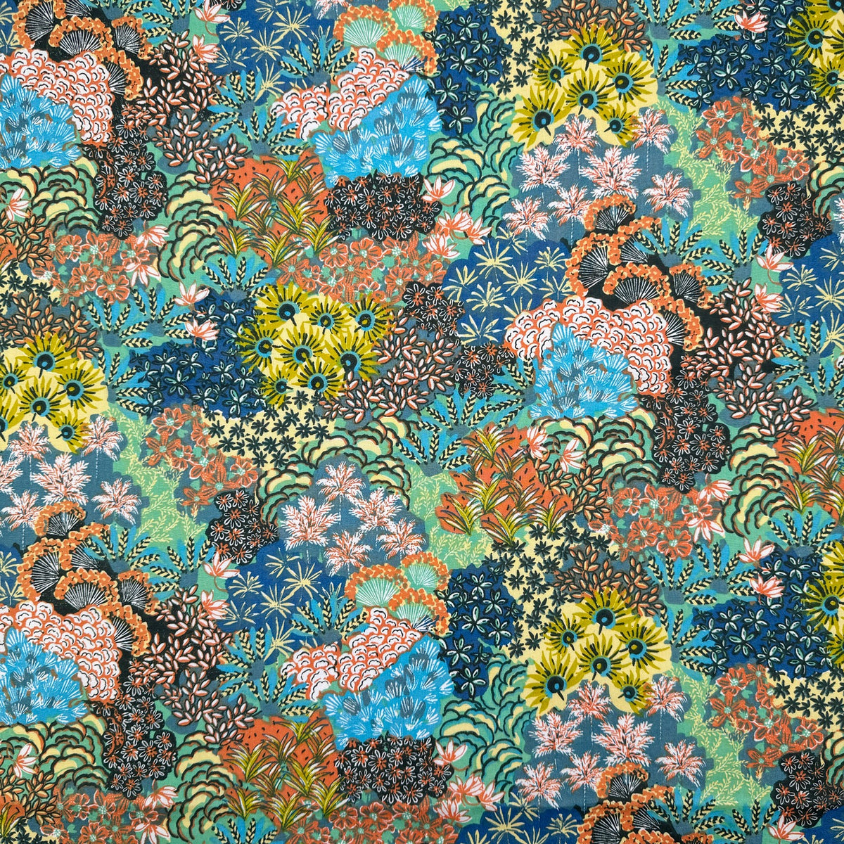 French Printed Cotton Dressmaking Craft Fabric - Abstract Mayola