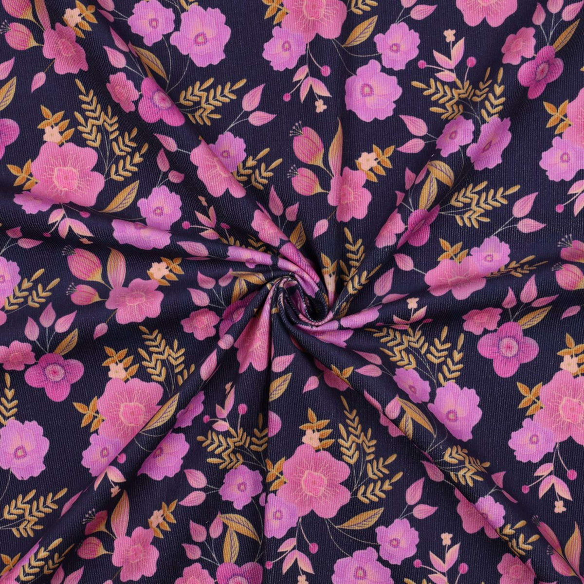 Pink Flowers on Navy