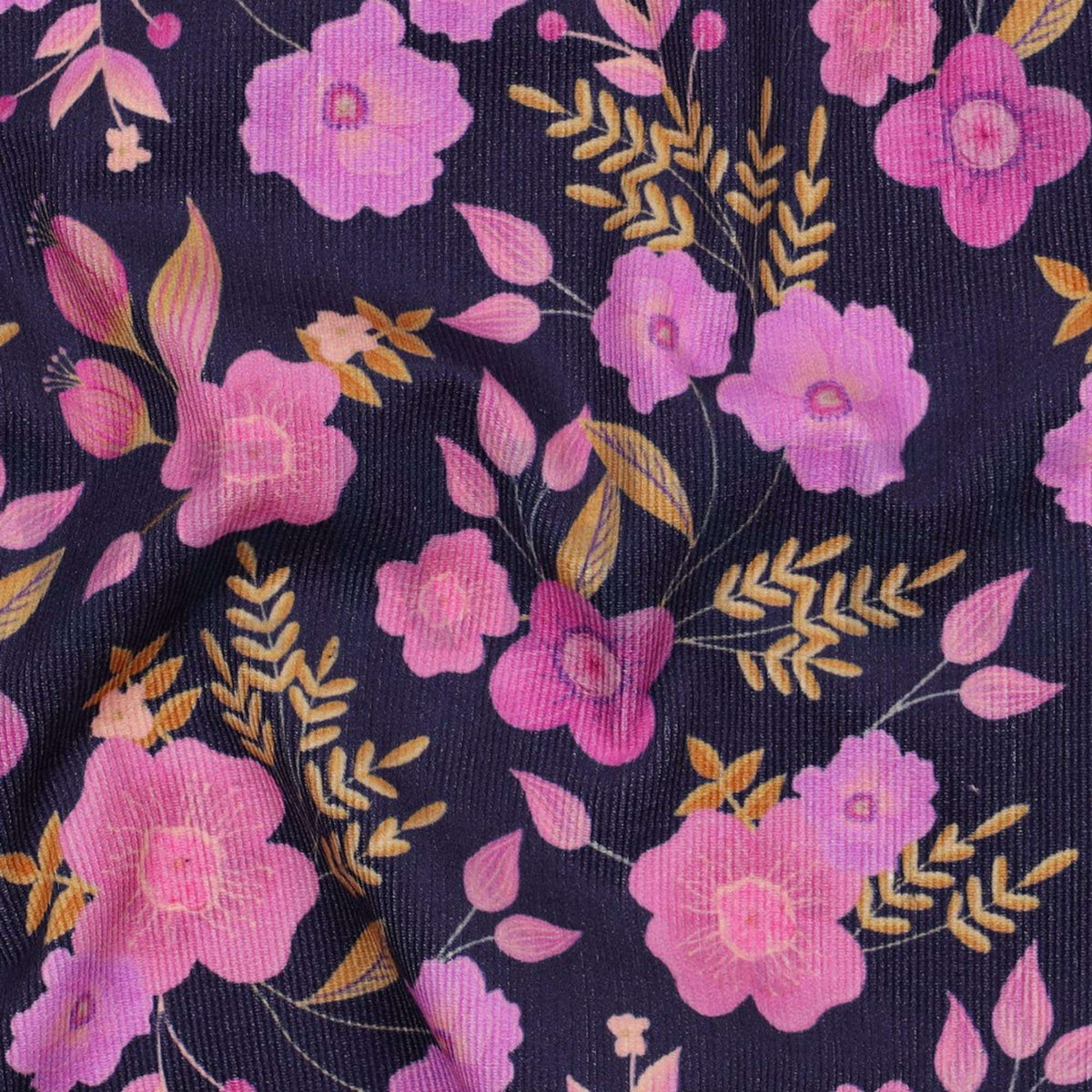 Pink Flowers on Navy