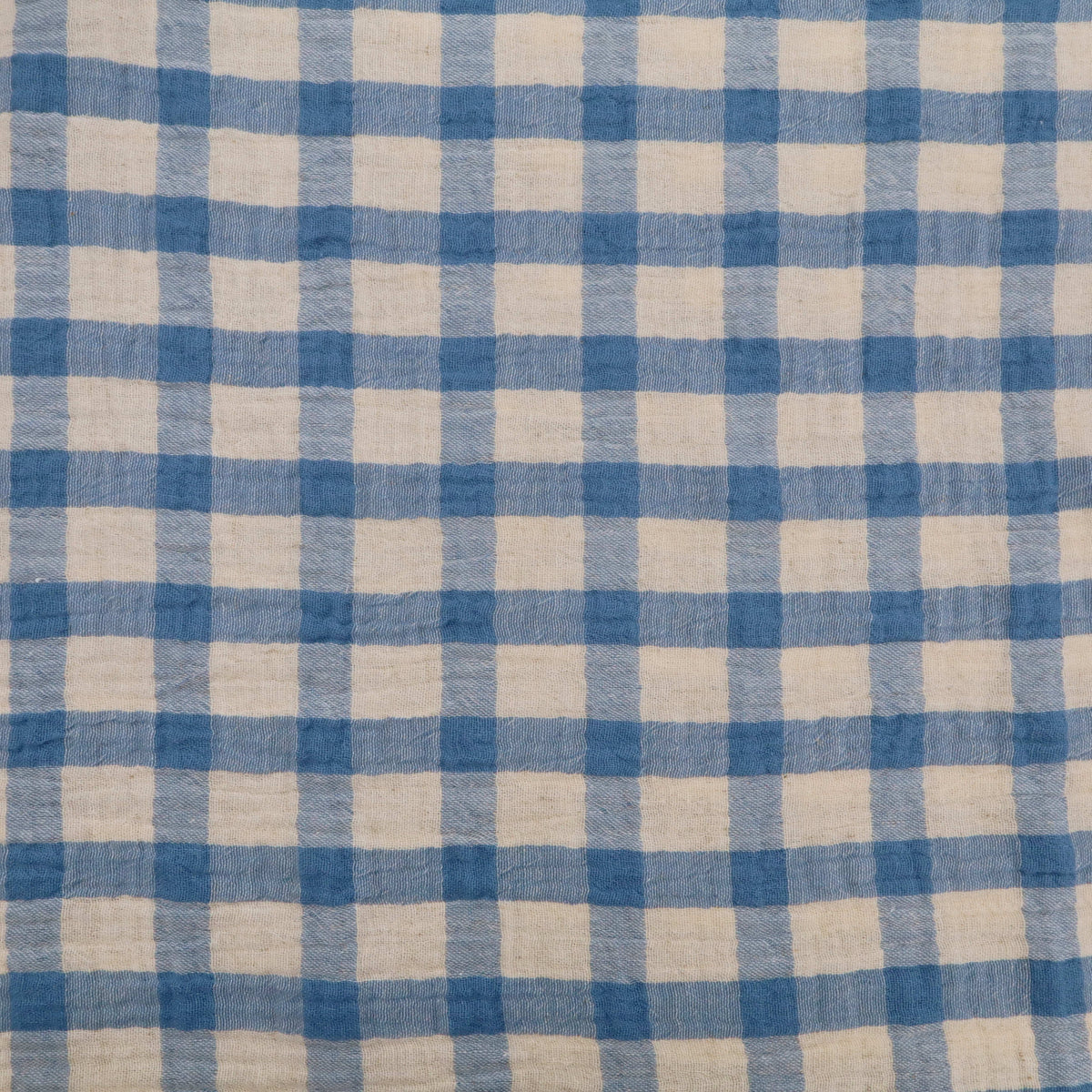 Gabriel Check Cotton Linen Double Gauze Yarn Dyed Dressmaking Fabric - Light Blue