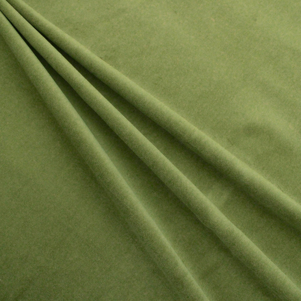 Genoa Pure 100% Cotton Velvet Upholstery Fabric - Olive