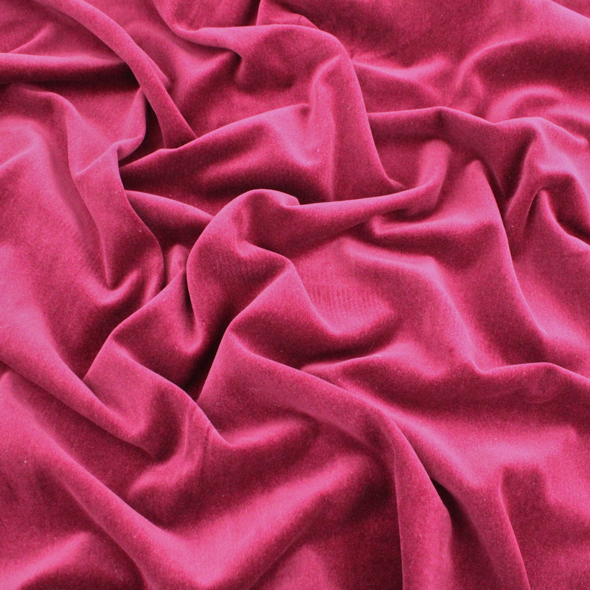 Genoa Pure 100% Cotton Velvet Upholstery Fabric - Raspberry