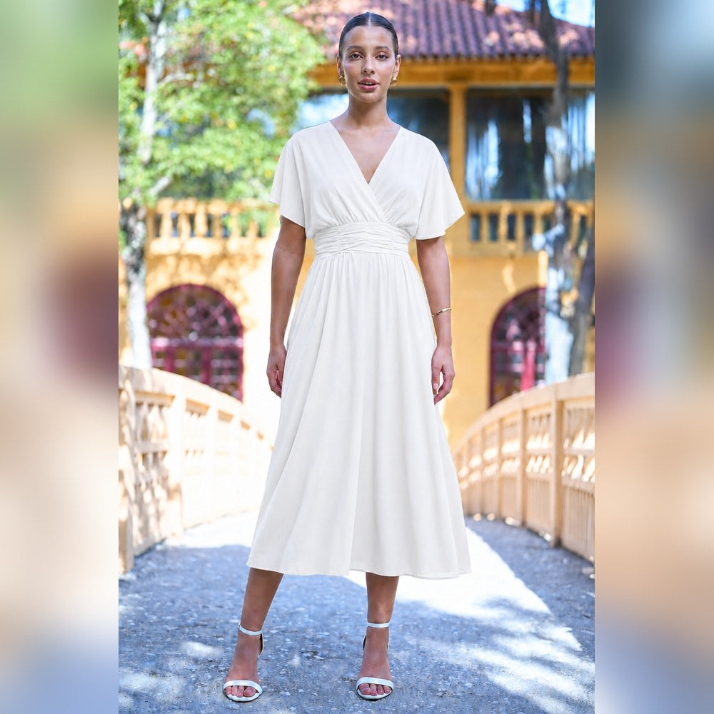Gia Plain Viscose Lightweight Dressmaking Fabric - Off White