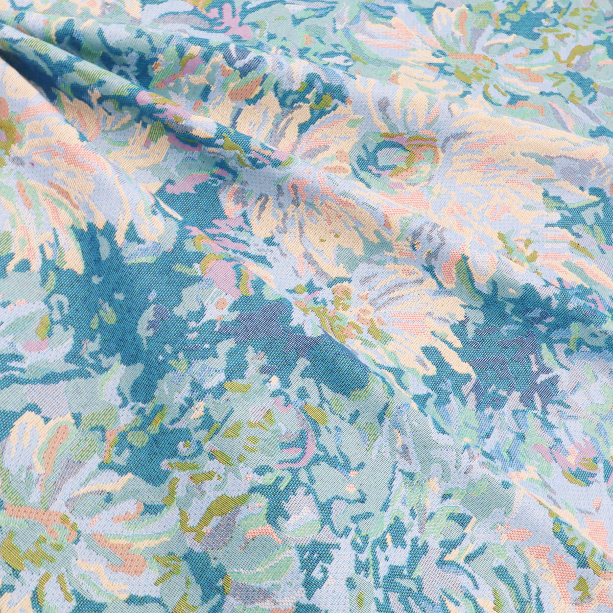 Gobelin Jacquard Thick Durable Tapestry Cushion Upholstery Jacketing Fabric - Blue Floral