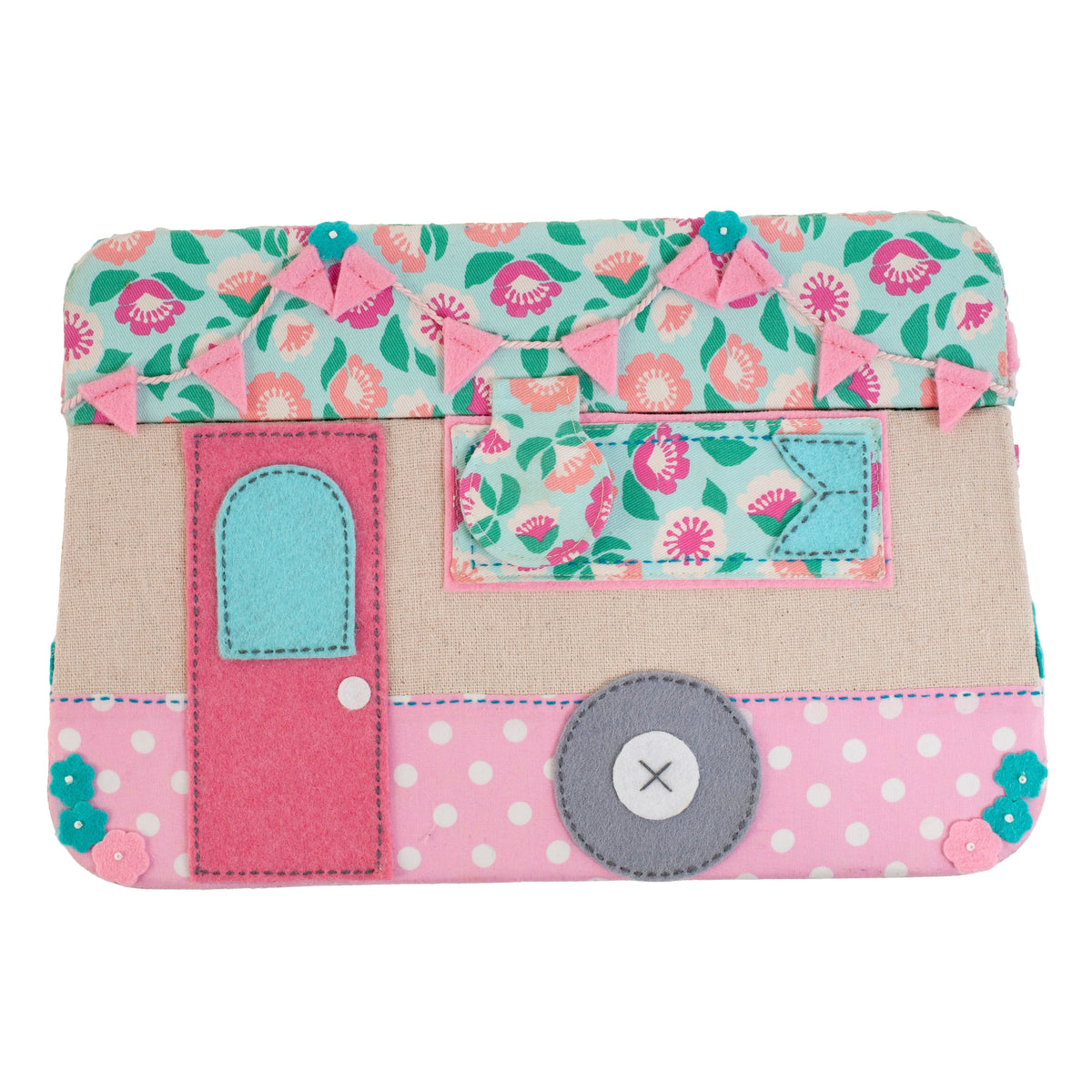 Haberdashery & Craft Sewing Basket - Appliqué Caravan