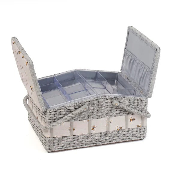 Haberdashery & Craft Sewing Basket - Large Bee Wicker Twin Lid