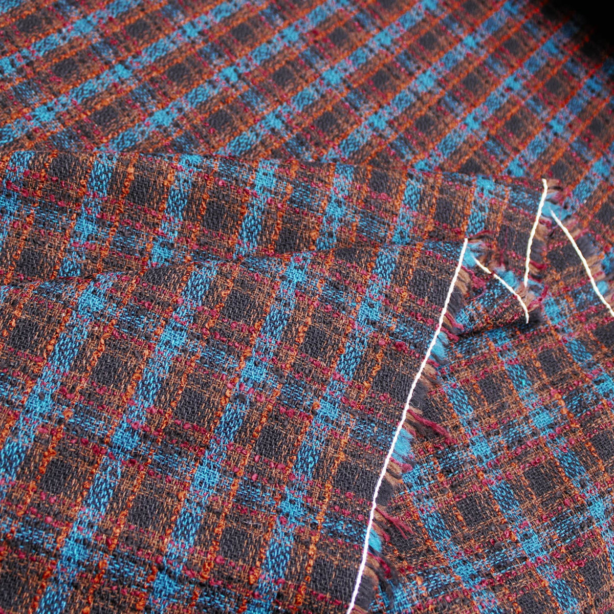 Brown Blue Check Tweed