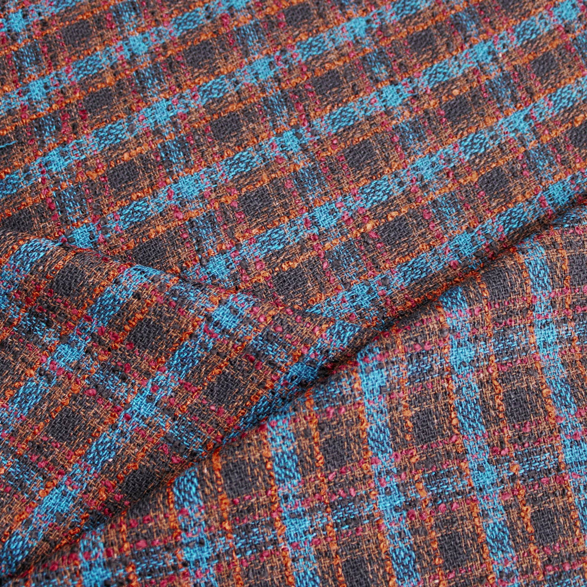 Brown Blue Check Tweed