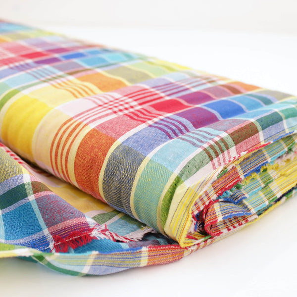 Indian Madras Shirting Cotton Checked Tartan Fabric Material Caribbean