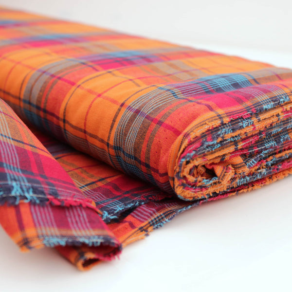 Indian Madras Shirting Cotton Checked Tartan Fabric Material Moroccan