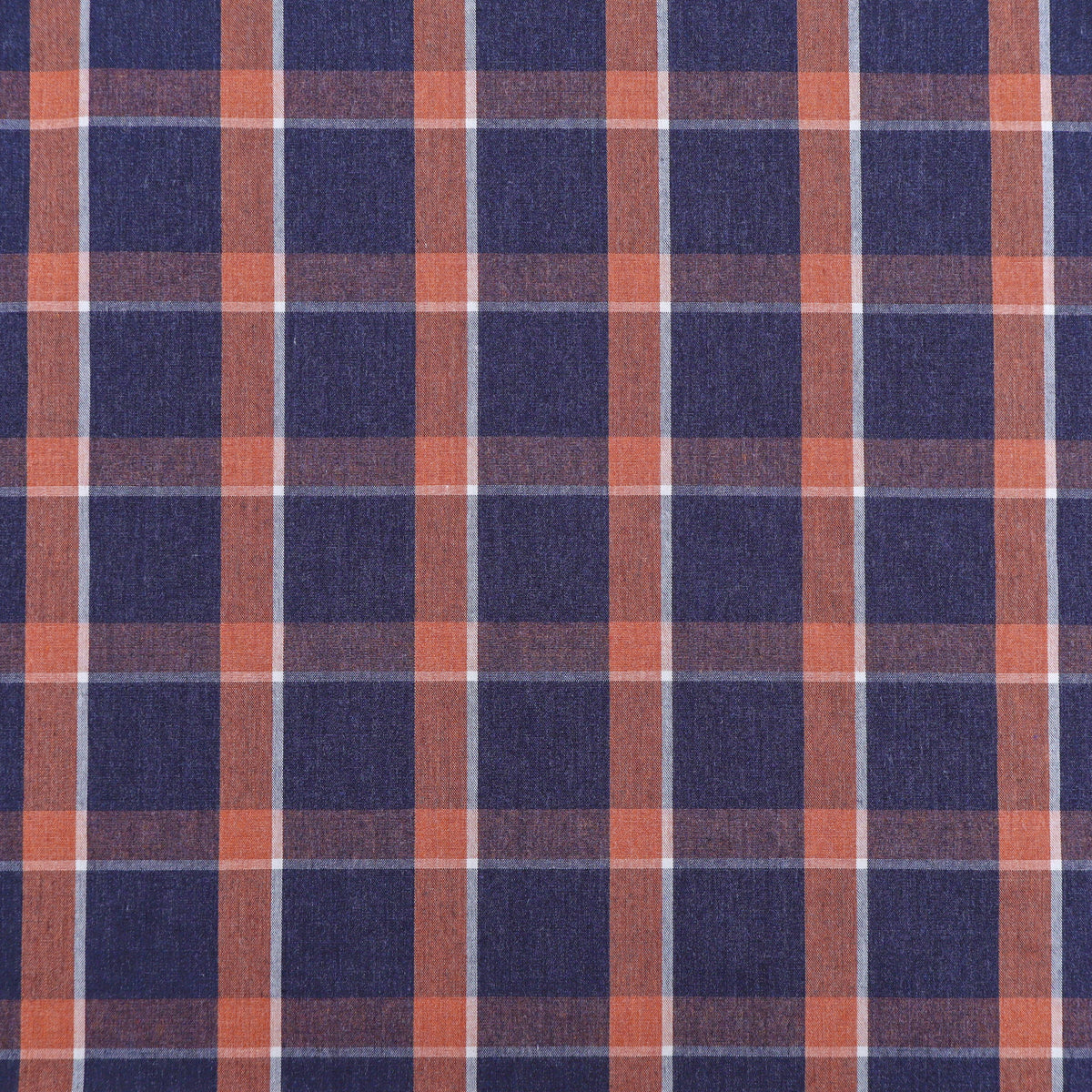 Indian Madras Shirting Cotton Checked Tartan - Navy Rust