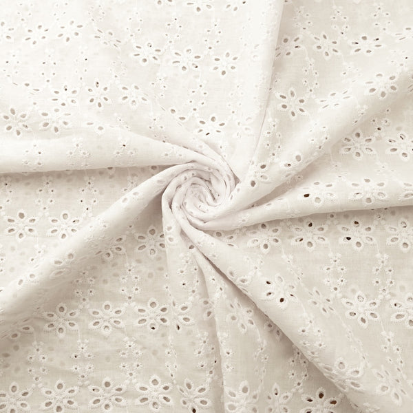 Ivory Broderie Anglaise Pure Cotton - 6 Petal Flower