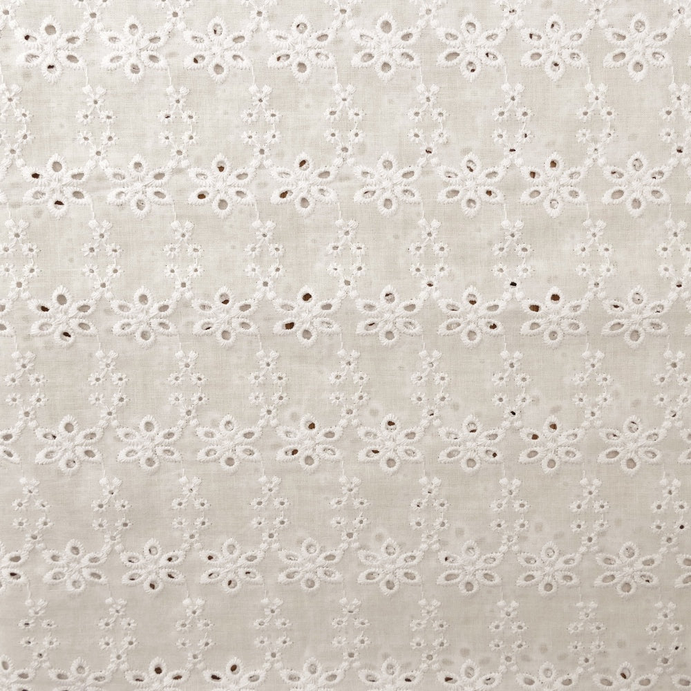 Ivory Broderie Anglaise Pure Cotton - 6 Petal Flower