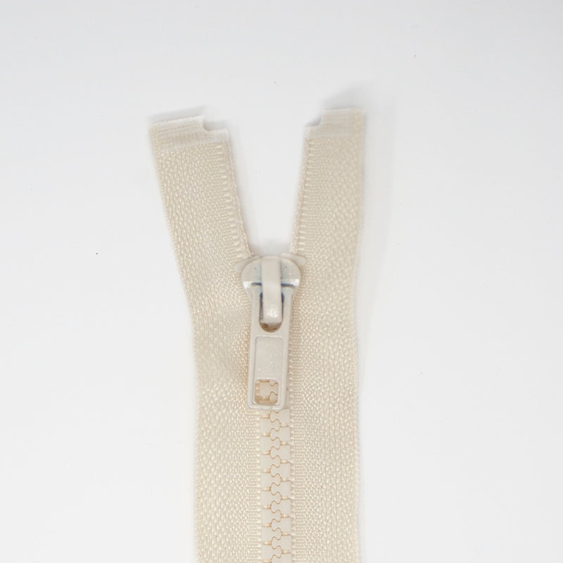 Delrin Chunky 24 Inch (60cm) Nylon Zipper Heavy-Duty Moulded Plastic Open-End Zip for Bags and Coats - Ivory