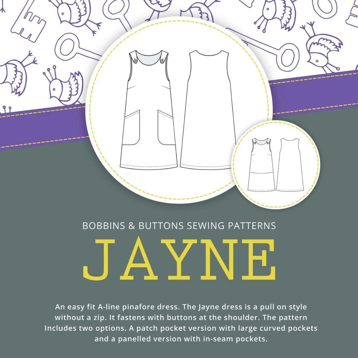 Jayne Ladies Pinafore Dress Sewing Pattern Sizes 6–22 - By Bobbins & Buttons
