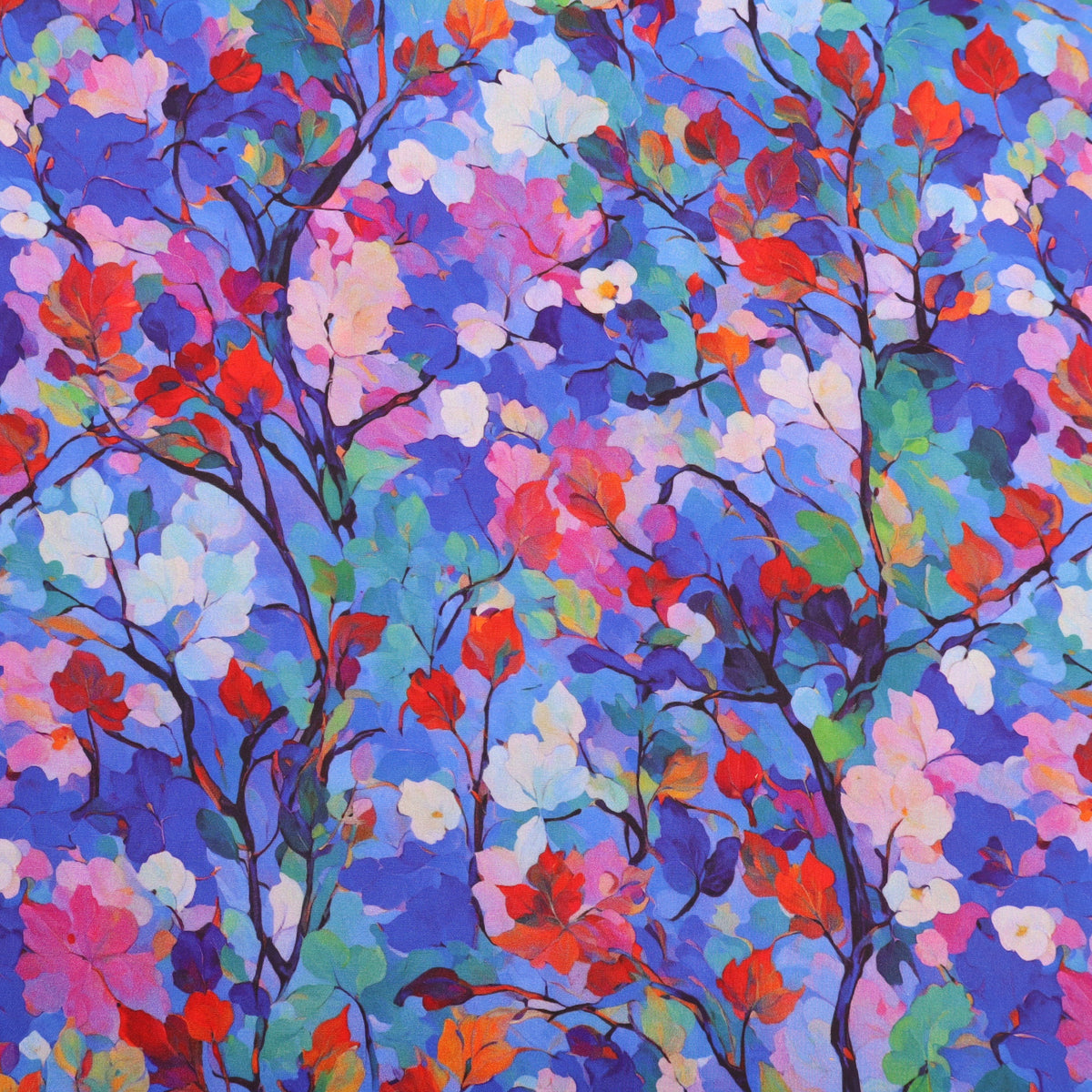 Kim Printed Viscose Challis Soft Drapey Dressmaking Fabric - Royal Radiance