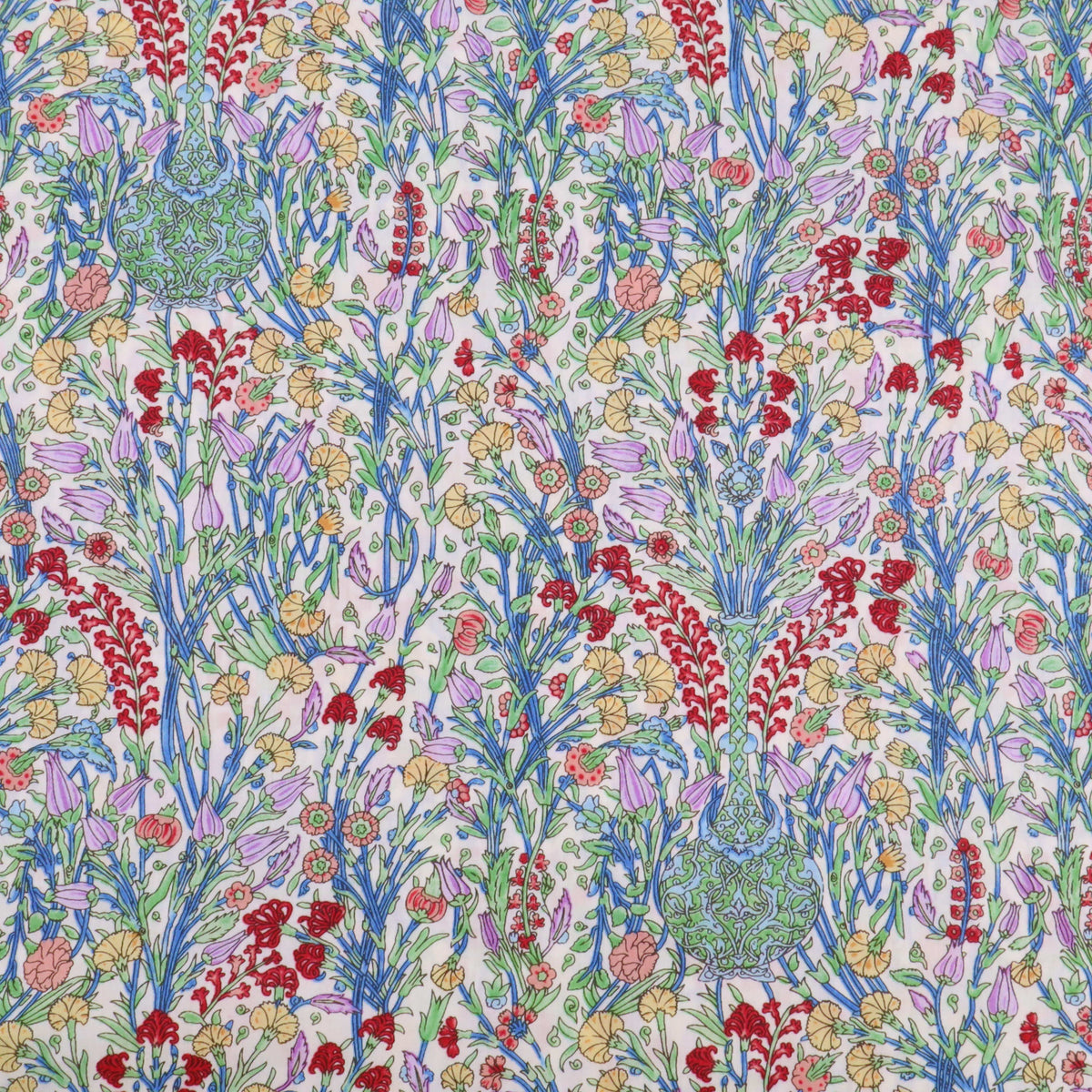 Kingfisher Eden Garden Flowers Cotton Lawn - White