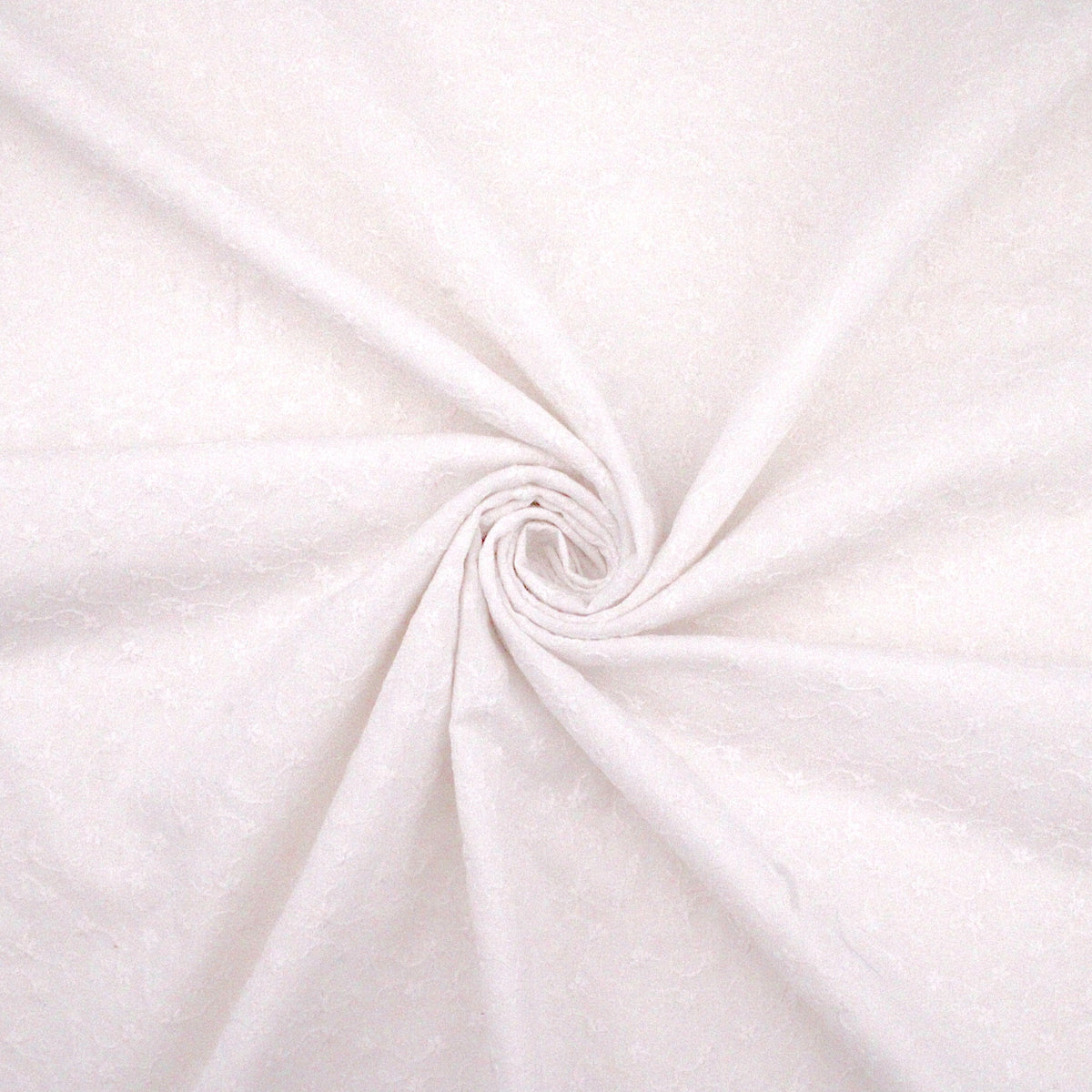 Kylie Cotton Embroidery Broderie Anglaise - Scalloped Edge White