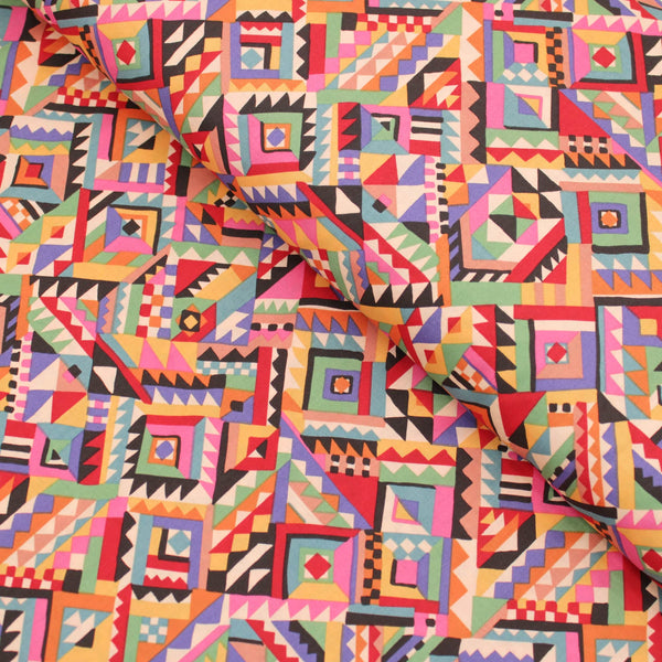 Layla Soft Pima Cotton Lawn Fabric Material Aztec