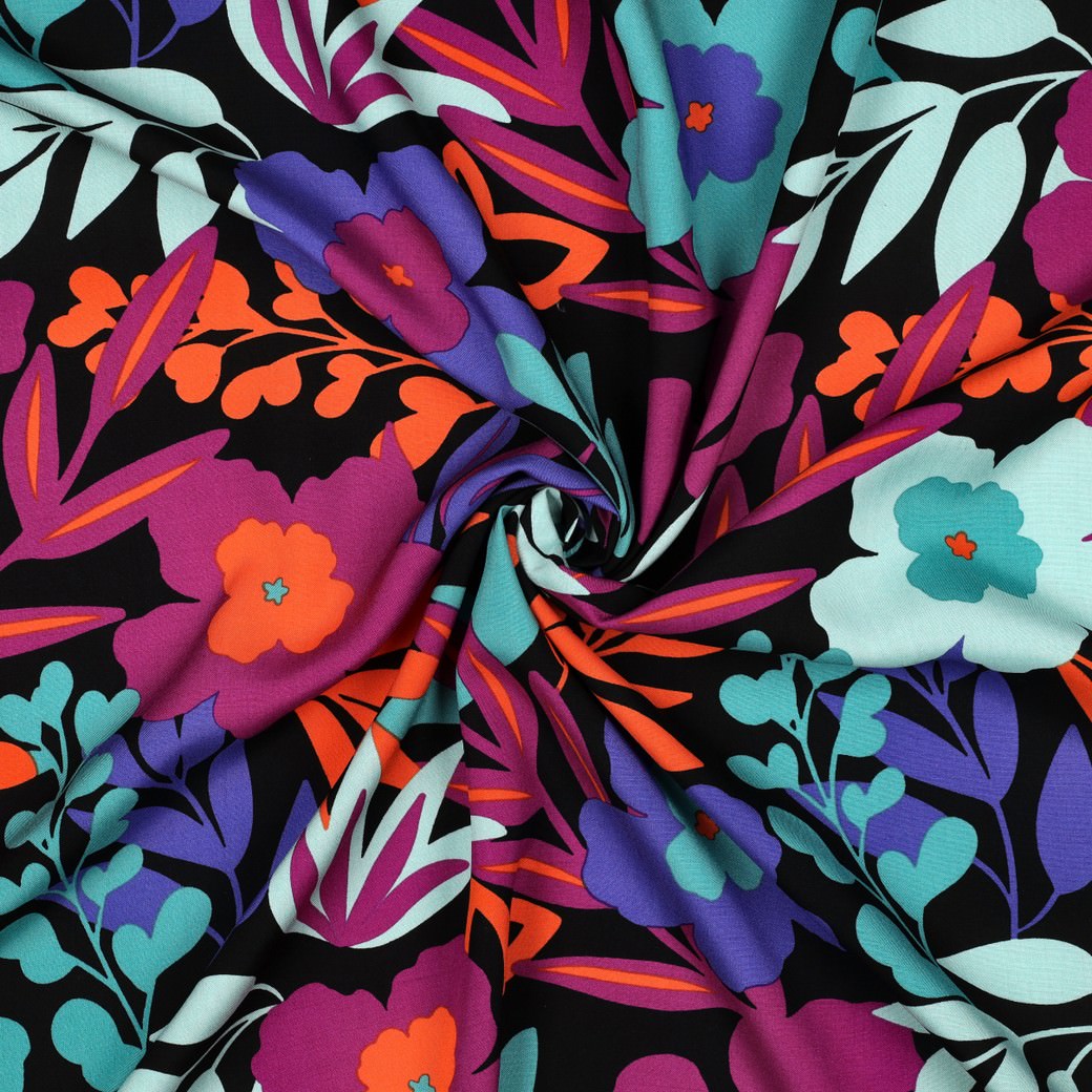 Petrol Black Floral