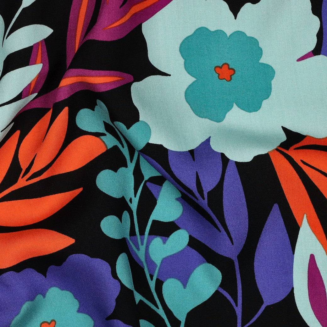 Petrol Black Floral