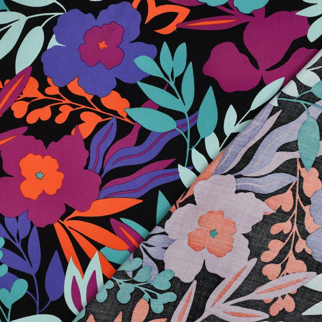 Petrol Black Floral