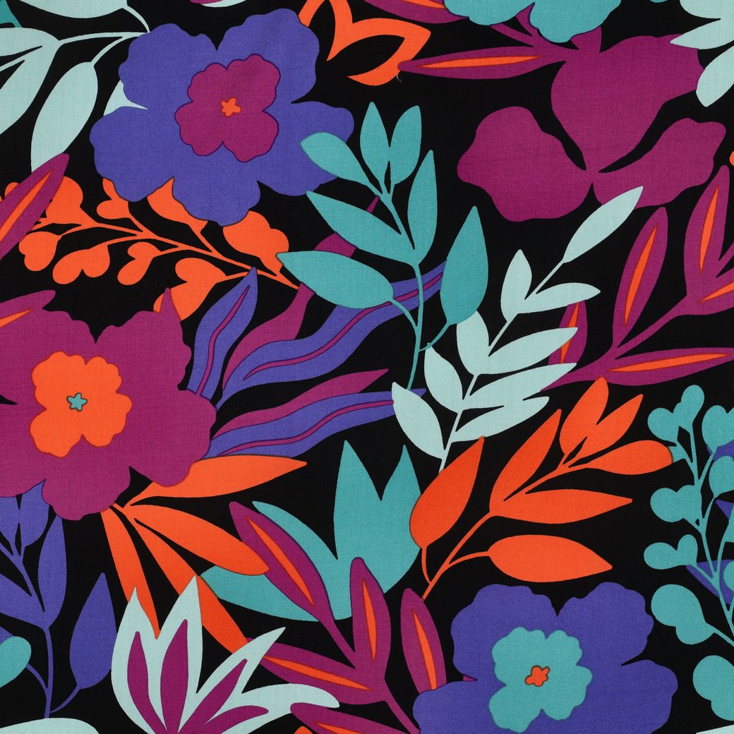 Petrol Black Floral