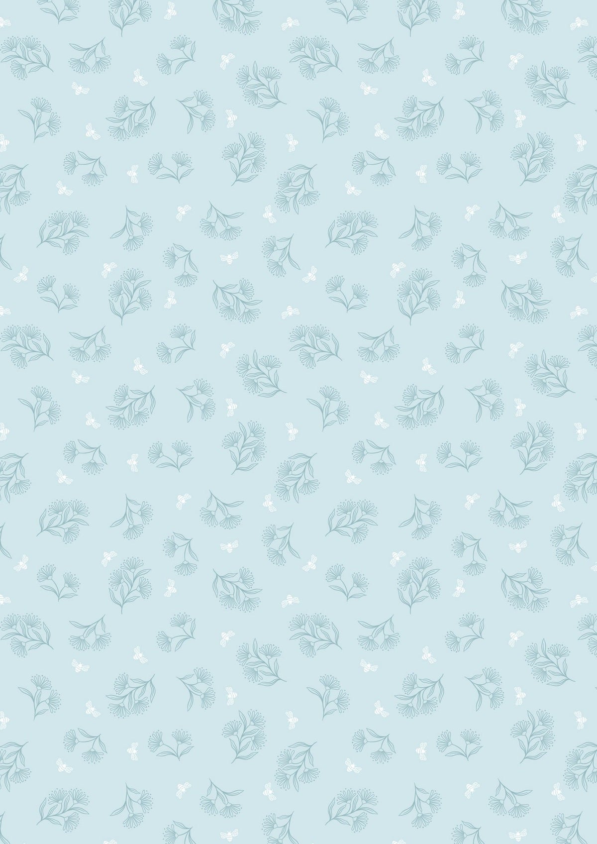 Tiny Floral Bee on Blue