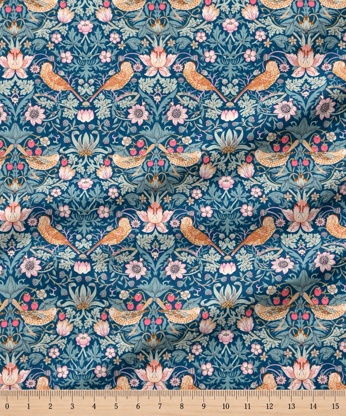 Liberty Tana Lawn Cotton Dressmaking Fabric - Strawberry Thief Blue P