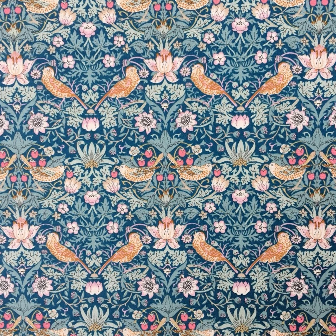 Liberty Tana Lawn Cotton Dressmaking Fabric - Strawberry Thief Blue P