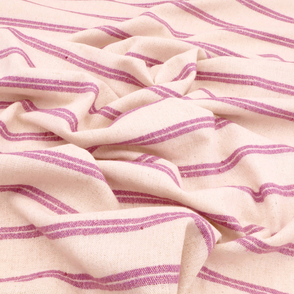 Linen Stripes Glitter Blend Dressmaking Fabric - Dark Blush