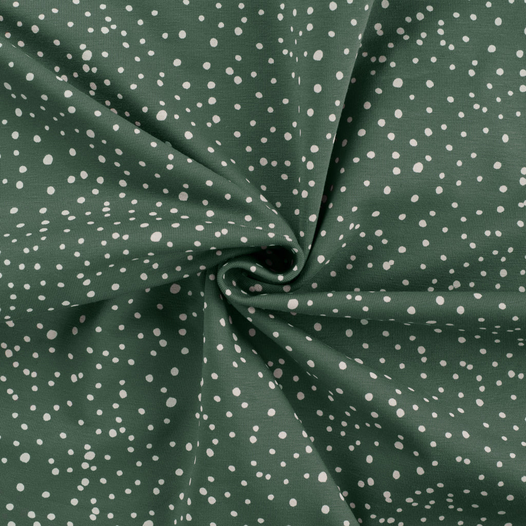 Little Dots and Spots Cotton Jersey - Dusty Green