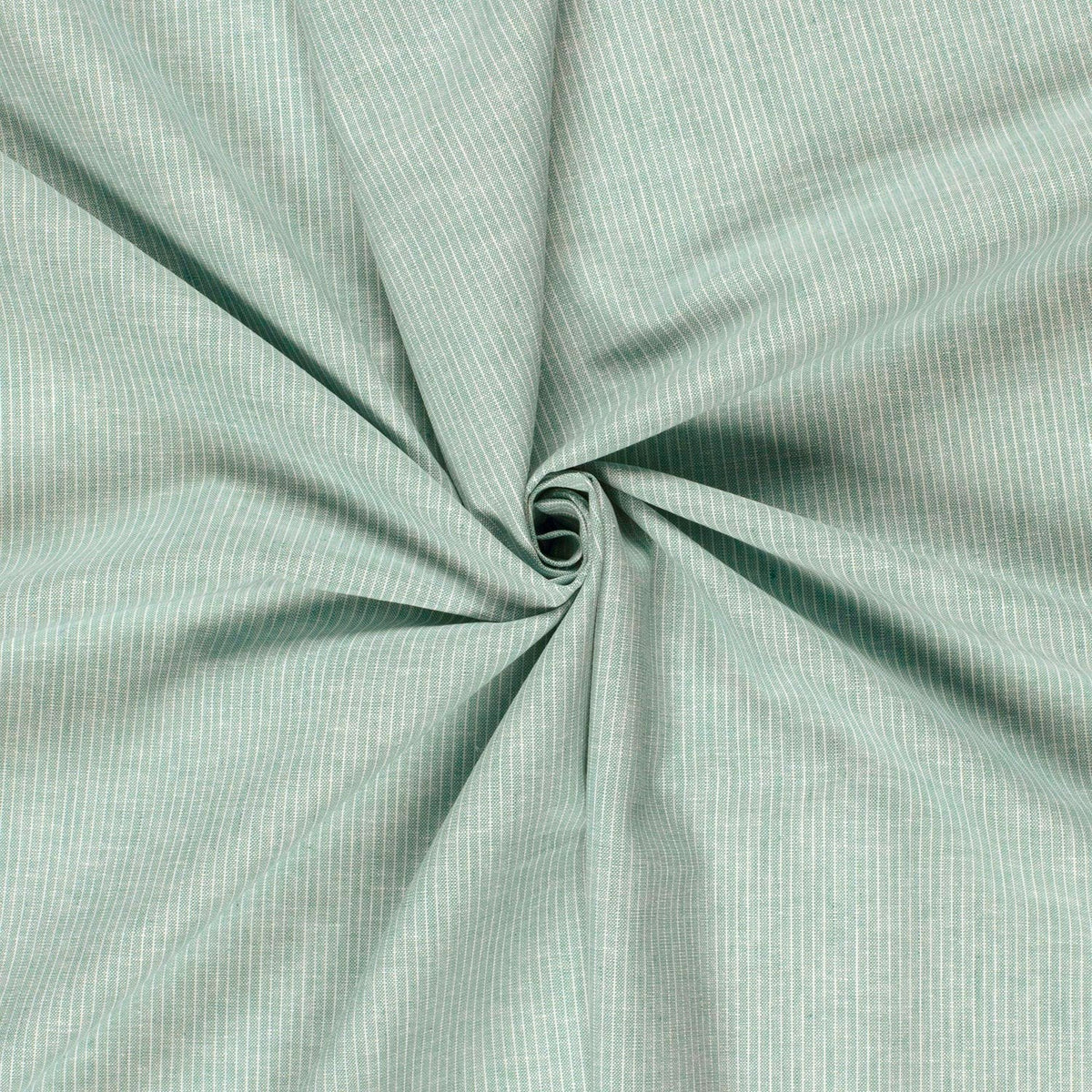 Lottie Cotton Linen Fine Stripe Shirt Dressmaking Fabric - Dark Mint