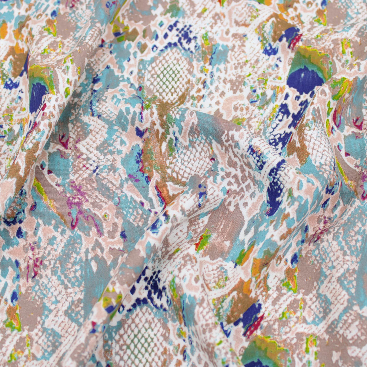 Lucille Dressmaking Viscose Challis Fabric Material Abstract Snake Skin