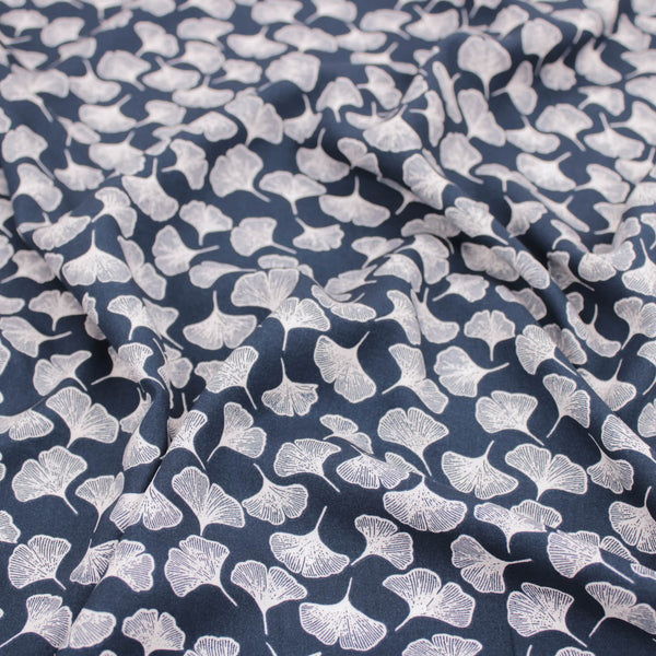Lucille Dressmaking Viscose Challis Fabric Material Amanda Abstract Gingko Leaves