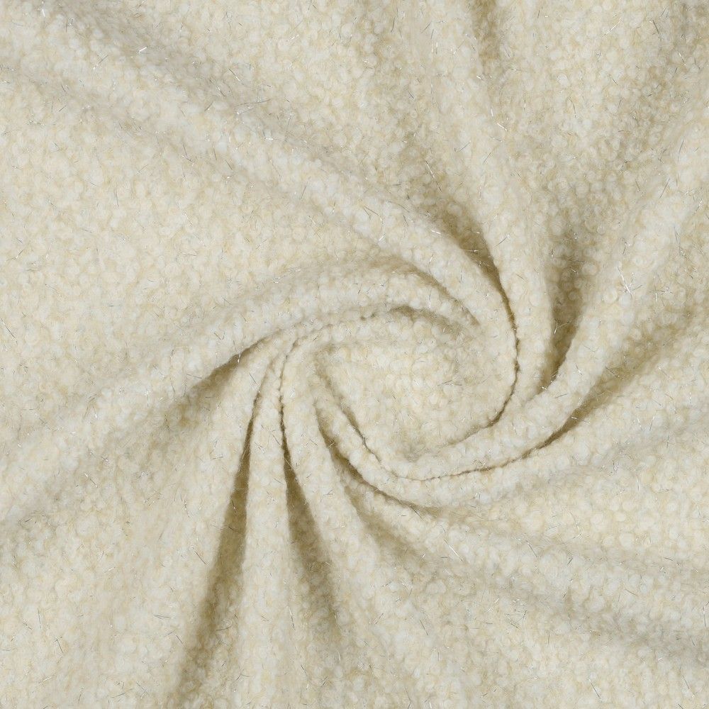 Lurex Chunky Boucle Curled Sheep Wool Look - Ecru