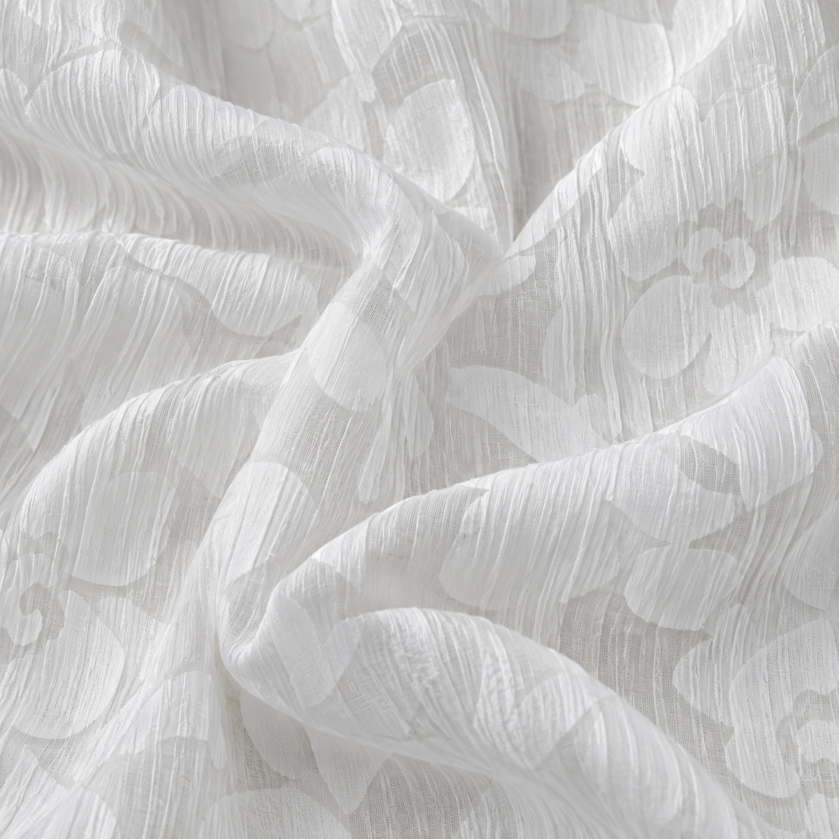 Luxe Deadstock Textured Devore Burnout Cotton Voile Dressmaking Fabric - Bold Flowers White