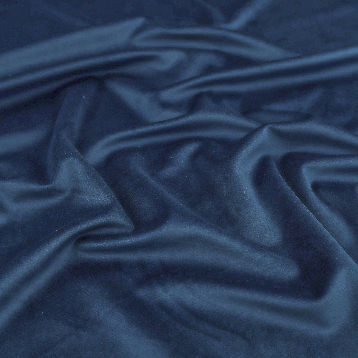 Antalya Plain Velvet Upholstery Plush Furnishing Fabric - Navy