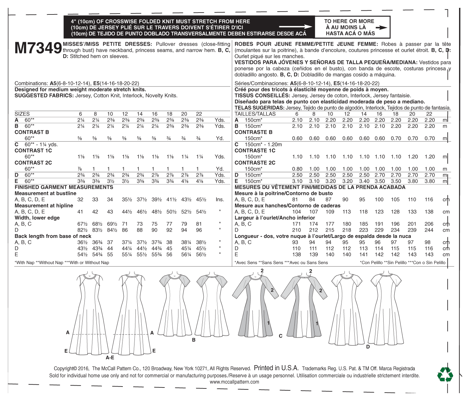 McCall’s Dress Sewing Pattern M7349