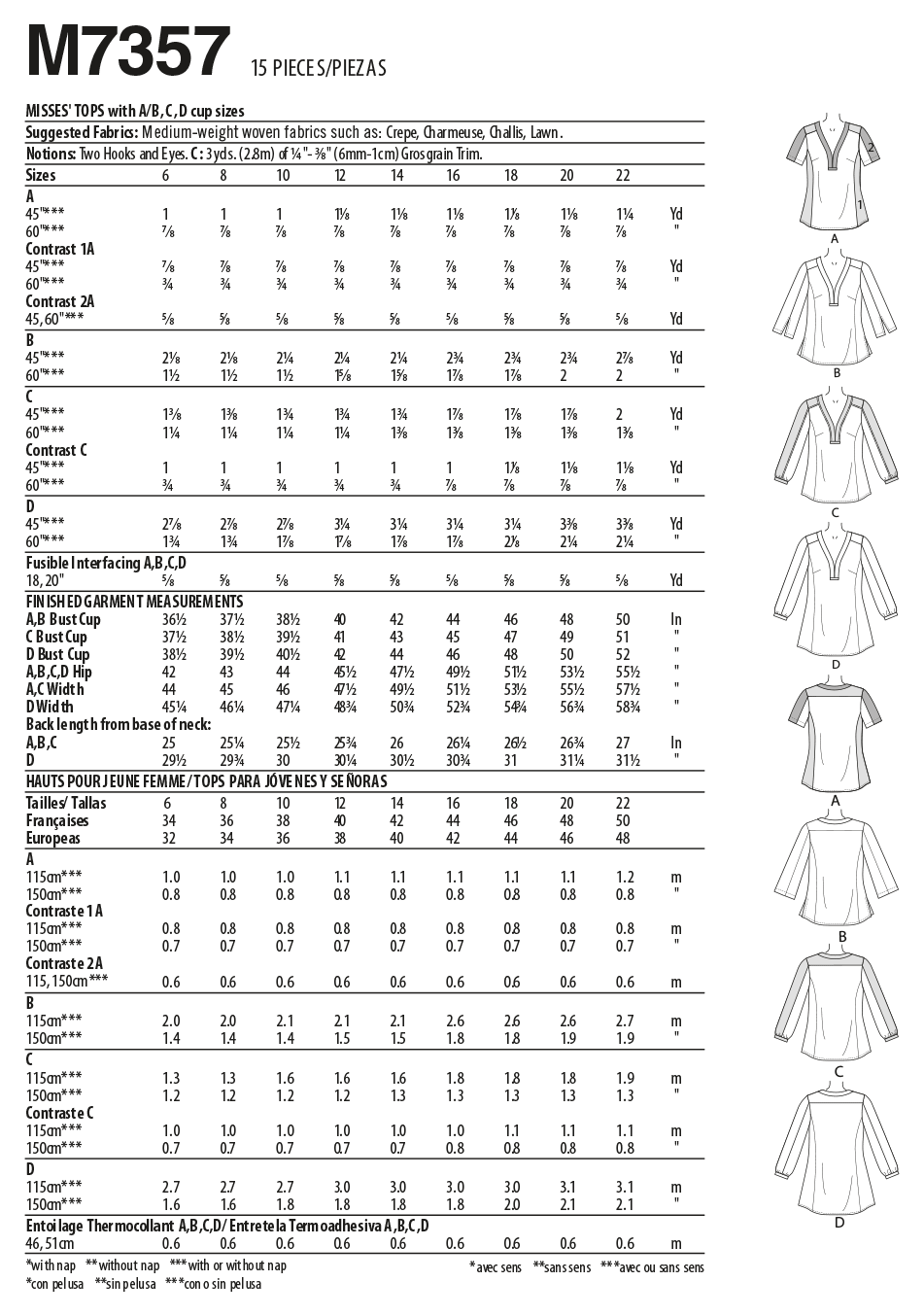 McCall’s Top Sewing Pattern M7357