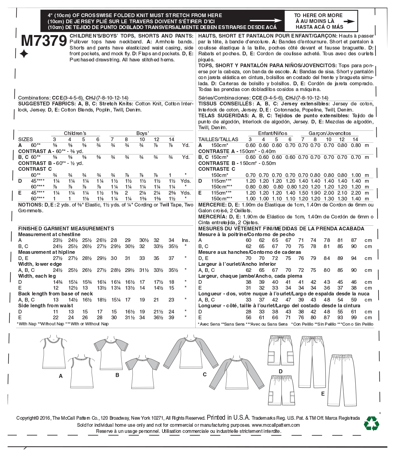 McCall’s Casual Sewing Pattern M7379