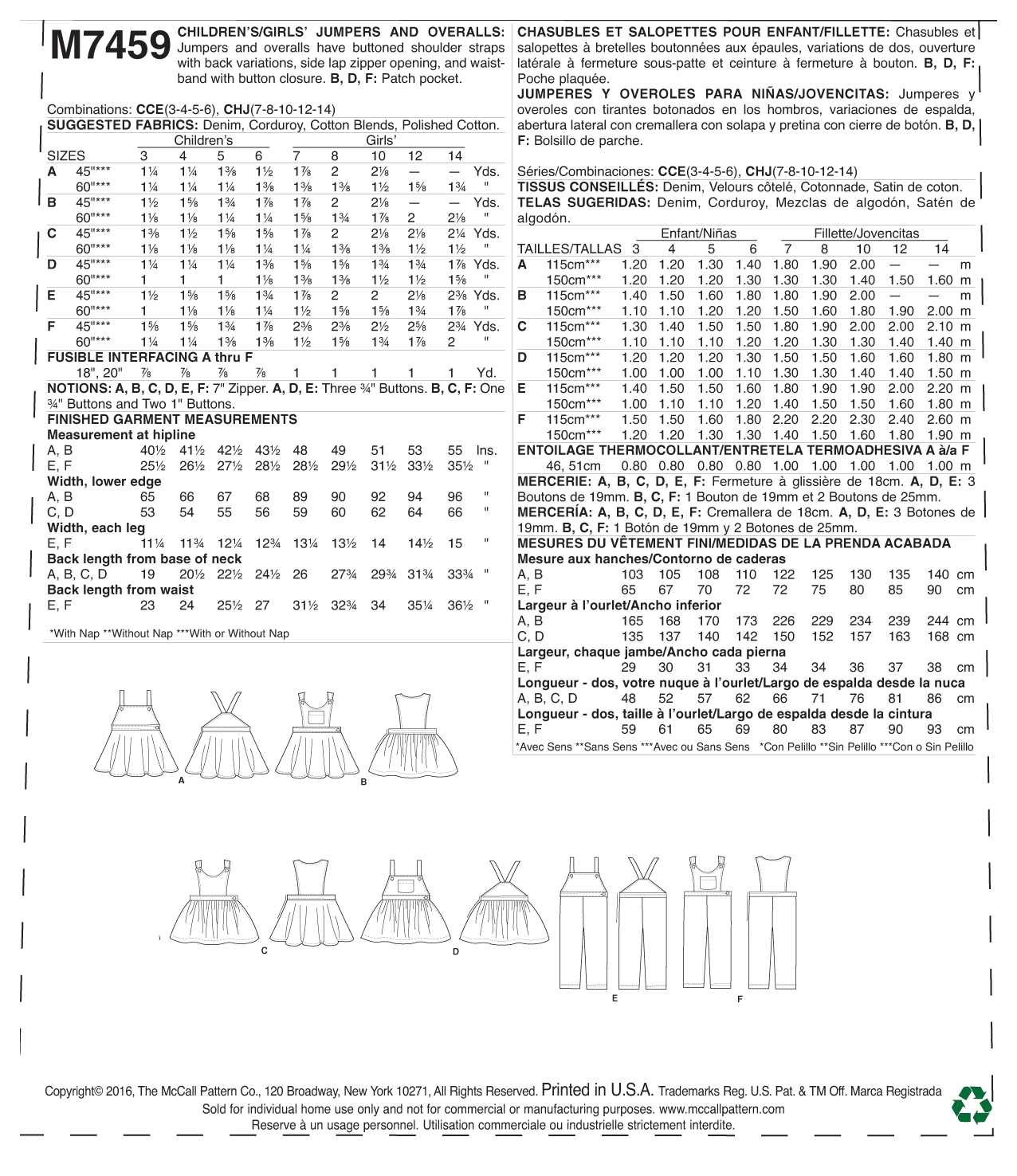 McCall’s Casual Sewing Pattern M7459