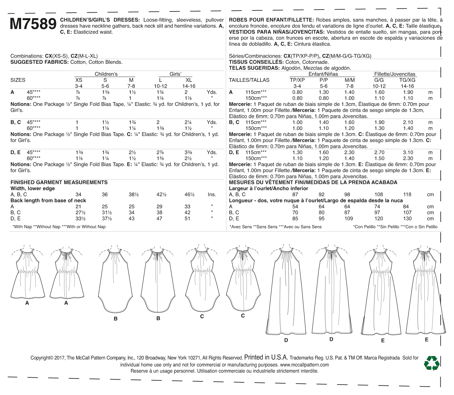 McCall’s Dress Sewing Pattern M7589