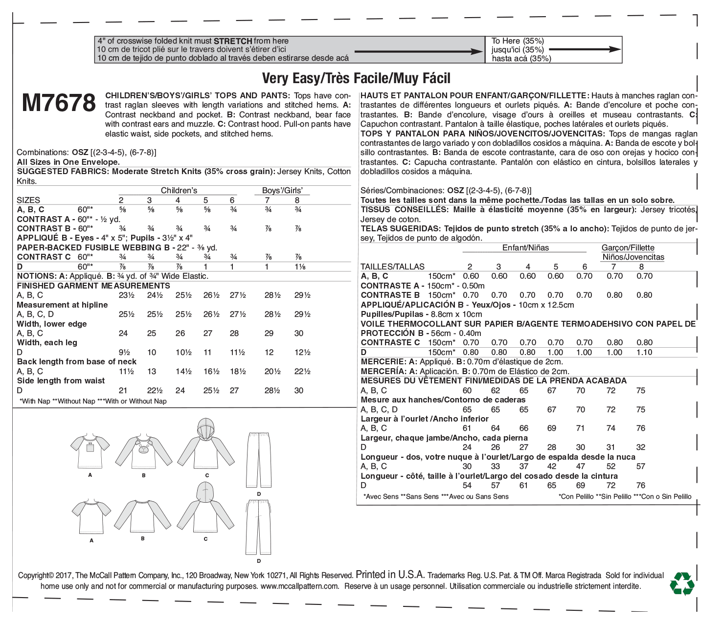 McCall’s Sleep&Lounge Sewing Pattern M7678