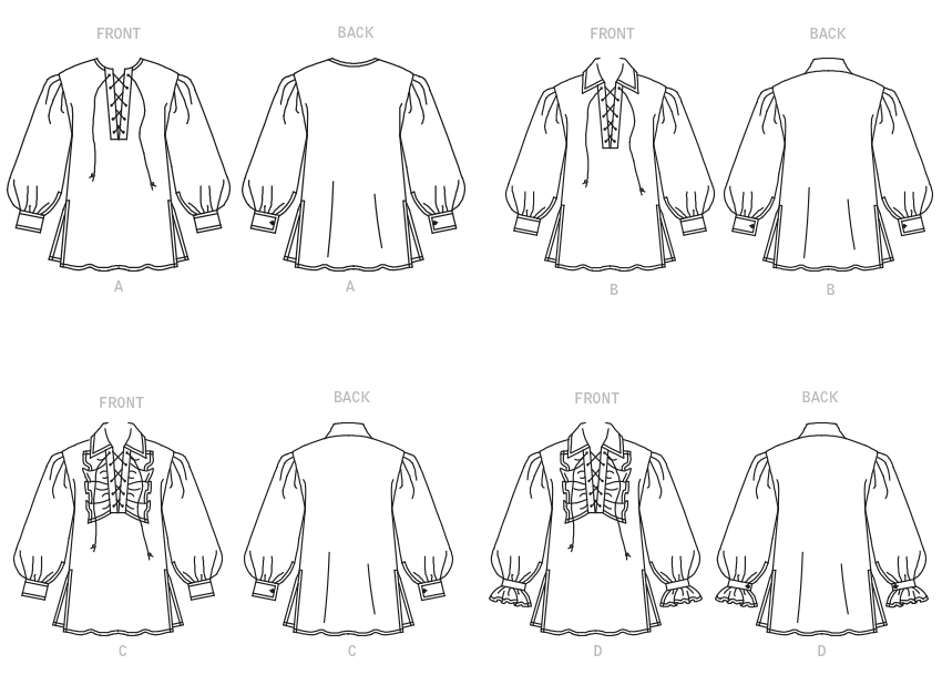 McCall’s Unisex Historical Shirts Sewing Pattern M8131