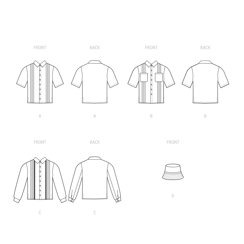 McCall’s Unisex Shirts & Hat Sewing Pattern M8263