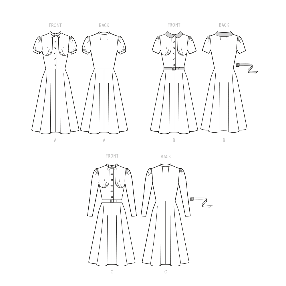 McCall’s Misses Vintage Dresses And Belt Sewing Pattern M8338